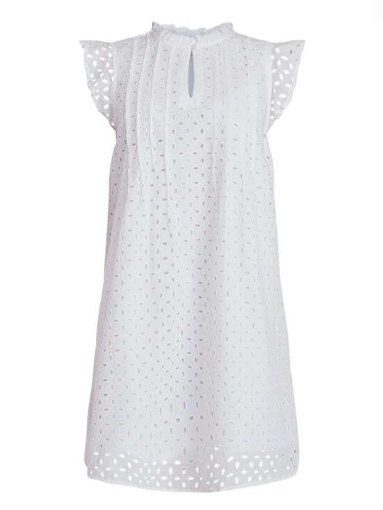 Time and Tru Dresses & Skirts - Time and Tru Women's L Cotton Eyelet Mini Dress with Flutter Sleeves